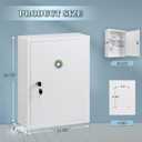 KYODOLED Wall Mount Locking Medicine Cabinet, Large Capacity First Aid Cabinet for Bathroom, Medicine Cabinet with Key, Secure Steel Lock Box for Medication, 15.75" H x 11.82" W x 4.72" D, White