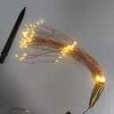 Solar Starburst Sphere Lights,200 LED Firework Light, 8 Modes Dimmable Waterproof Hanging Fairy Light, Copper Wire Lights for Patio Tent Parties Christmas -NO Remote (Warm White)