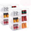 Clear Storage Box Womens Mens Shoe Display Box Plastic Foldable Stackable Shoe Container Clear Closet Shelf Organizer - 6 Pack