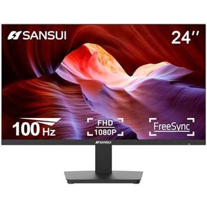 SANSUI Monitor 24 Inch 100Hz PC Monitor, HDMI VGA Ports VESA Mount, FHD Computer Monitor Ultra-Slim Ergonomic Tilt Eye Care for Home Office (ES-24F2, HDMI Cable Included)