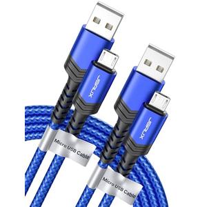 JSAUX Micro USB Cable for Android, (2-Pack 6.6FT) Kindle Charger Cord Replacement, Nylon Braided USB Micro Charging Cable Compatible with Galaxy S7 S6 J7 Edge Note 5, Kindle, MP3-Blue