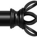 Black Curtain Rods for Windows, Matte Black Decorative Window Treatment Rods, 1 inch Metal Adjustable Heavy Duty Drapery Rods 48 to 84 Inch, Splicing Drapery Rods with Twisted Cage Finial