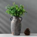 9.84 Inch Terracotta Vase with Handles, Ceramic Rustic Vase for Home Decor, Vintage Antique Farmhouse Decor for Living Room, Table, Thanksgiving - Black Bronze