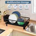 Elashy Dish Drying Rack,Dish strainers for Kitchen Counter,Dish Racks with Removable Utensil Holder,Dish Drying Rack with Drainboard and Extra Drying Mat(Black) 