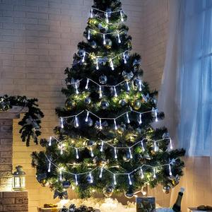 2 x WILLBOND 33Ft White Christmas Tree Lights Indoor 80 LED Teardrop Ornaments Flashing Twinkle Outdoor String Light Battery Operated Clear Crystal Glass Ornaments for Winter Holiday Party Decor