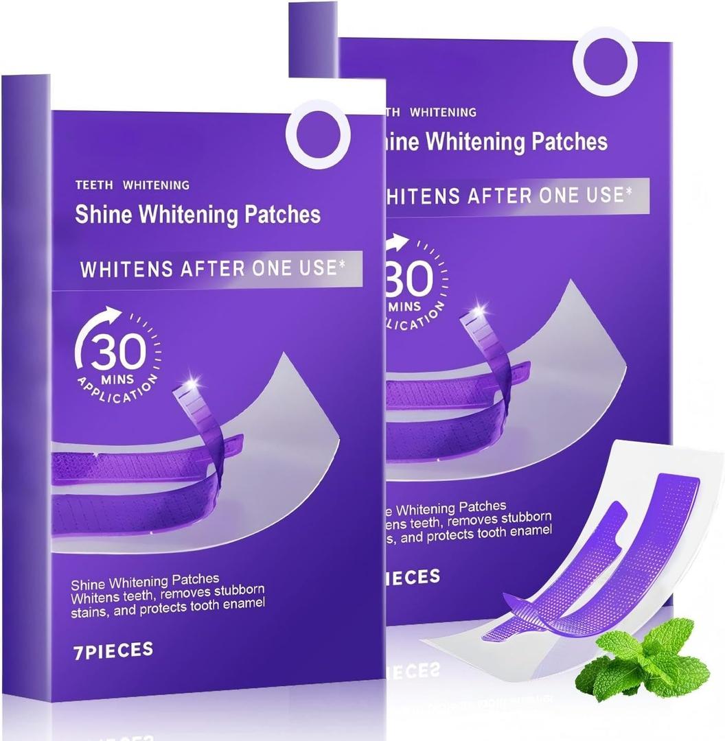 2PCS Purple Teeth Whitening Strips, Enamel Safe for Sensitive Tooth, Coffee & Smoking Deep Stain Power Removal, Residue-Free Non-Slip, Professional Treatments(14Pairs)