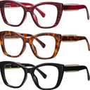 Readers for Women Men,Reading Glasses with Blue Light Blocking, Spring Hinges Eyeglasses for Reading (A05-3-pack Mix)