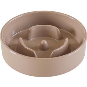 Ceramic 0.9 Cup Dog Bowl Slow Feeder for Small Dog, 6.1inch Pet Slow Feeder, Stop Bloat, Preventing Choking(Single Bowl-Brown Coffee)