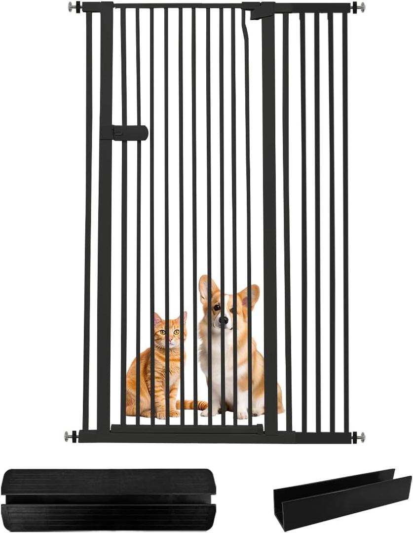 Lumizone Extra Tall Cat Gate 55.12" High Pressure Mounted Extra Wide 2025 New (17 Sizes) 1.37" Gap No Drilling Auto-Close One-Handed Operation Tall Pet Gate for Dogs(Black, 38.39"-42.51"/97.5-107.5CM) (38.39"-42.51"/97.5-107.5CM, Black)