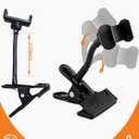 Guitar Headstock Phone Holder, Fits Phones 2.363.23", 3.54" Flexible Hose + 360 Ball Head, Silicone-Padded Clip for Ukulele Acoustic Electric Bass, Recording & Live Streaming