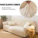 Jeloris Stretch Loveseat Slipcover Easy Fitted Sofa Couch Cover with Skirt, Durable Washable Universal High Elastic Furniture Protector for Kids, Pets (Medium, Off-White)