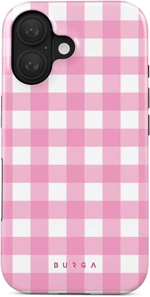 BURGA Phone Case for iPhone 16 - Cute, Trendy, Aesthetic, Pattern Phone Cover, Hard Shell Protection - fits Apple iPhone 16 Case for Women and Men (Think Pink)