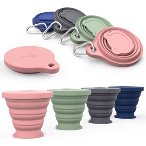 IYYI Collapsible Cup for Traveling, Silicone Foldable Cup, Camping Mug with Lid, Folding Mug for Camping, Hiking, Outdoors, Travel (Dusty-Sage-Carbon-Navy)