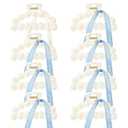 DEEKA Bridesmaid Proposal Gifts 8 Pack Pearl Bridesmaid Hair Claw Clips with Ribbon 3 Inch Hair Clips Bachelorette Party Favors Bridal Party Present Hair Accessories (Half Circle White & Blue)
