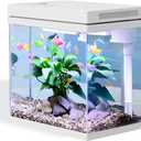Fish Tank, 2.5 Gallon Nano-Aquarium, Upgrade Filter System and LED Light, for Freshwater & Marine, Filter Balls Included (2.5 Gal)