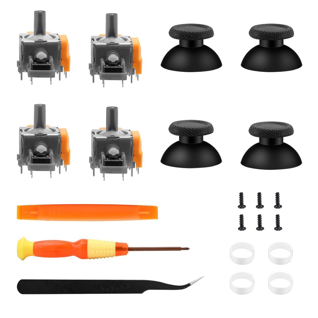 TOMSIN Joysticks Replacement for PS5 Controller,4 Pack Hall Effect 3D Analog Sensor Joysticks Module with Thumbsticks Cap for Playstation 5 Controller,Thumbsticks Repair Kit for PS5 Controller