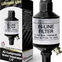 LE LEMATEC Air Compressor Water Separator - 1/4 NPT Inline Moisture Trap, Air Dryer for Pneumatic Tools, HVLP Spray Paint Gun & Airbrush with Easy Drain Valve, AI303