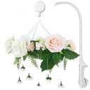 Rose Flower Baby Mobile with Music Box & Crib Arm. Handmade Floral Baby Crib Mobile. Girl Nursery Decor, Baby Shower Gift