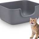 Large Cat Litter Box with High Sides, Open Kitty Litter Boxes Anti-Splashing for Indoor Cat Low Entry Cat Litter Pan for Small and Elderly Cats, Tool-Free Assembly (19.7 * 15.76 * 8.67 Grey)