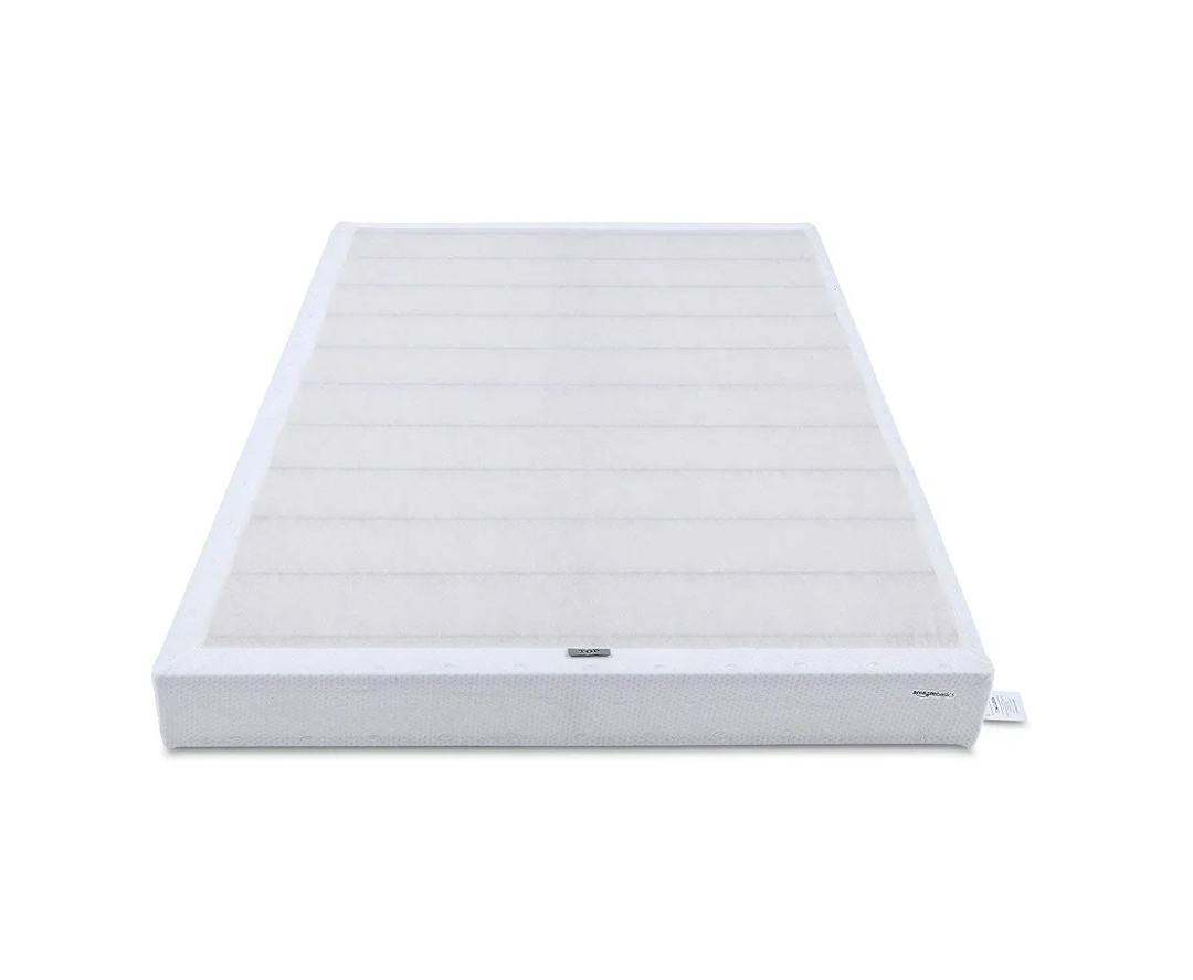 Amazon Basics Smart Box Spring Bed Base, 5-Inch Height Mattress Foundation, Tool-Free Easy Assembly, Full, 74"L x 53"W x 5"H, White