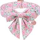 Pink Bow & Floral Dog Collar, Spring Summer Soft Cotton Dog Collar with Premium Quick Release, Adjustable and Comfortable Pet Collar for Small, Medium, and Large Dogs