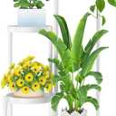 iDavosic.ly Plant Stand Indoor Outdoor, 4 Tier Corner Metal Flower Display Holder Shelf, Easy Assembly Folding Tall Orchid Rack for Patio Balcony Porch Garden Living Room House, White