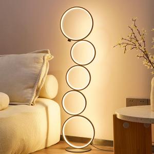 NUR 43.3" Modern Floor Lamp, Ring Standing Lamp, Dimmable, Metallic Feel, Artistic Trendy Design, Energy-Saving, Touch Switch, Ideal for Home, Office, Eco-Friendly