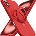 SKYLMW Designed for iPhone 16 Case with Magnetic Invisible Stand Compatible with Mag-Safe Military Drop Tested Shockproof Silicone Phone Cases for Women Men 6.1'', Red