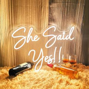 Large She Said Yes Neon Sign for Wedding Proposal Party, Wall Dcor, Flex Led Neon Light Signs for engagement party, Wedding Decoration, Romantic Neon Sign gift 23x16.3 IN, Warm White.
