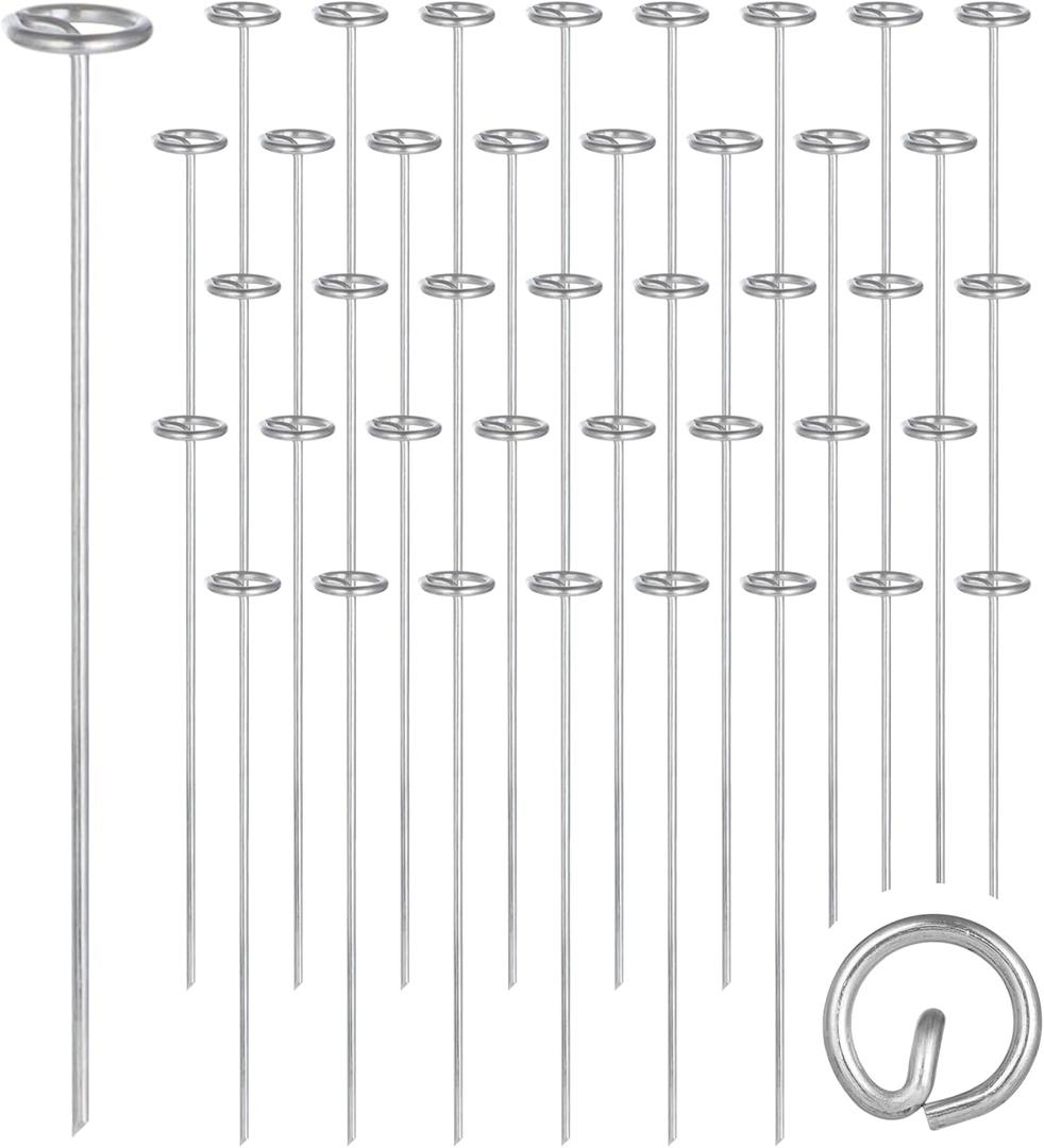 40 PCS Landscape Staples 8 inch, 8 Gauge Landscape Fabric Pins, Galvanized Circle Top Garden Stakes for Landscaping and SOD, Anti-Rust G-Shaped Weed Barrier Pins