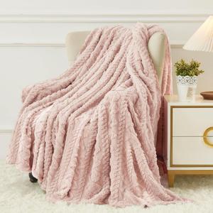 Aganear Flannel Throw Blanket - Cozy Soft Lightweight Fuzzy Portable Throw Blankets, Boho Decor for Home, Warm Gifts for Birthday, Christmas, Halloween, Housewarming(50"x60", Pink)