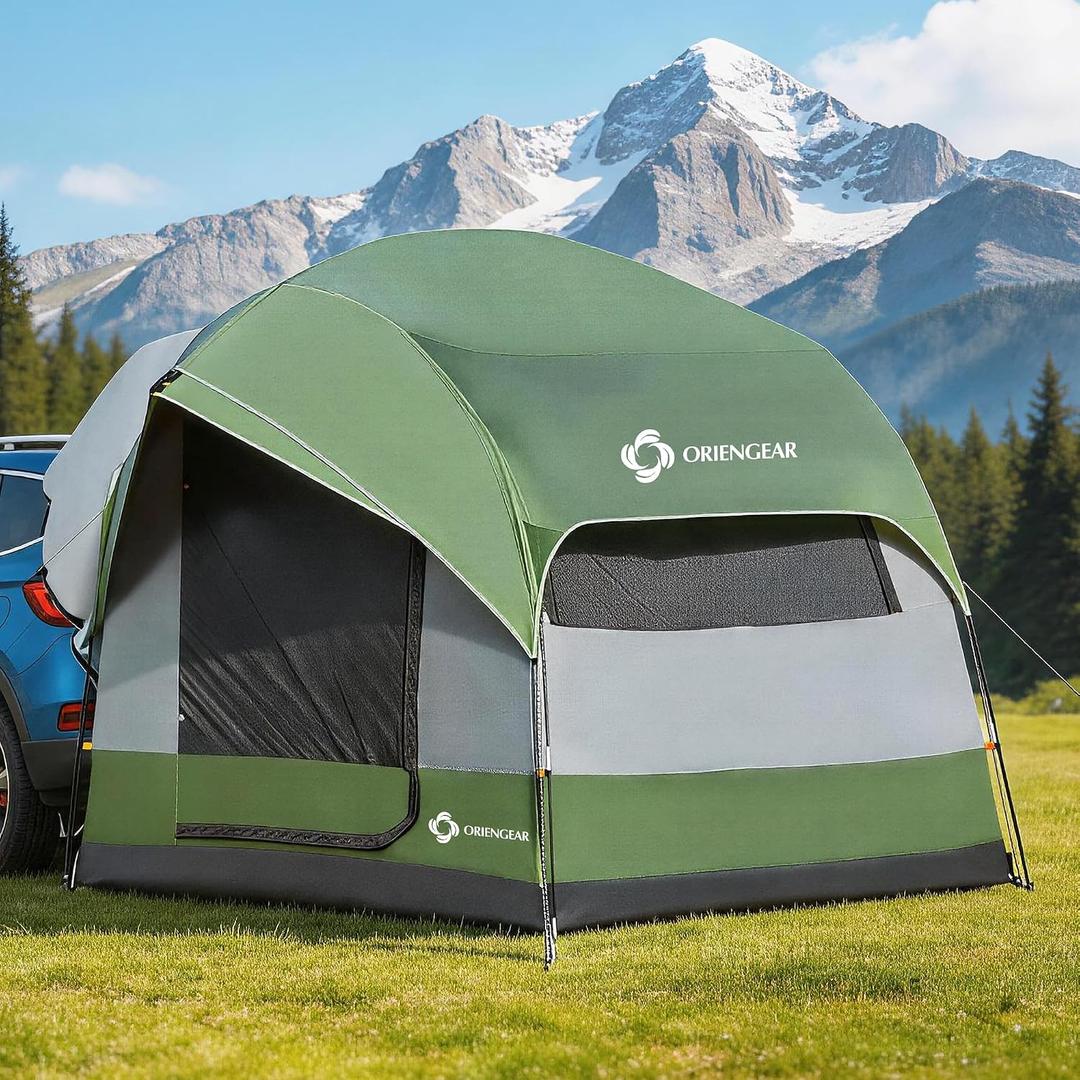 ORIENGEAR Dual Use SUV Tent for Camping, 5-8 Person SUV Tailgate Tent with PU2000mm Waterproof, 210D Durable Fabric and Rainfly for Outdoor, 8×8×7 ft, 244 x 244 x 210cm
