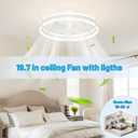 Bladeless Ceiling Fan with Lights,19.7'' 3000-6000K Dimmable 6 Wind Speed Low Profile Led Ceiling Fan, Reversible DC Motor Modern Flush Mount Indoor Kitchen Bedroom Fandelier Ceiling Fans