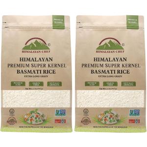 Himalayan chef White Basmati Rice 2 lbs (Pack of 2), (Best By: November 2023)
