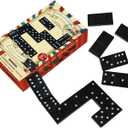 Wooden Double 6 Domino Set - 28 Tiles Black Dominoes for Kids, Adults, and Family Games Night | Ideal for 2-4 Players | Perfect for Classroom, Party, Travel, and Gifting | Classic Board Game