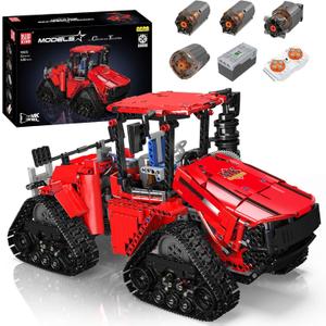 Mould King 18020 Tractor Building Blocks Toy, Remote Control Crawler Tractor with 4 Motors, Construction Vehicles Model for Kids/Adults (1698 Pieces)