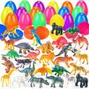 ZIRSENG 24 PCS Prefilled Easter Eggs with Realistic Dinosaurs & Animals Figurines Toys, Easter Basket Stuffers for Kids Hunting Games, Easter Eggs with Toys Inside for Basket Stuffers Fillers