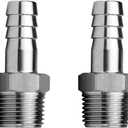 Stainless Steel Hose Barb Fitting 3/4" Hose Barb to 1" NPT Male Thread Connector Hex Adapter Air Water Fuel (pack of 2)