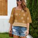 Summer Shirts for Women 2026 Short Sleeves Blouses Dressy Casual Tunic Tops (Brown, S)