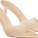 Women's Clear Pointed Toe Slingback Stilettos Heel Sandals Fashion Sexy Comfortable Summer Open Toe Backless Slip On Dress Slides Sandals for Casual Outdoor Party Work Wedding (Beige, 8)
