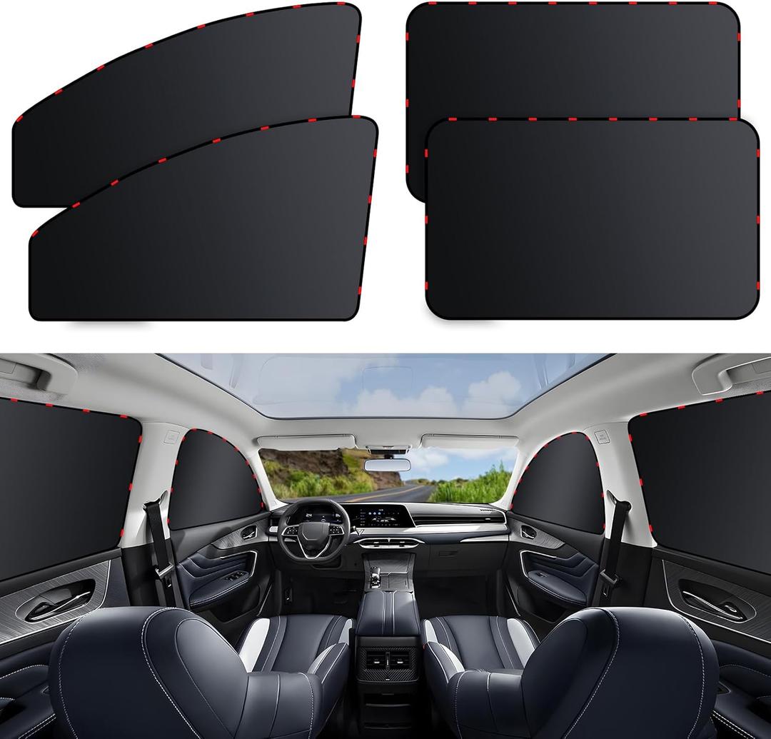 ZATOOTO 4 Pack Car Privacy Curtains, Full Blackout Car Window Shades, Universal Fit for Most Cars, Great for Travel, Camp, Privacy
