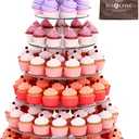 Jusalpha Large 7 Tier Acrylic Round Wedding Cake Stand Dessert Stand Pastry Serving Platter-Food Display Stand For Large Event (With Rod Feet Base) (7RF)