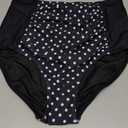 Tempt Me Women's Vintage Swimsuits Black Little Dot Retro Halter Ruched High Waist Bikini with Bottom M