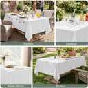 Softalker White Jacquard Rectangle Tablecloth - 60 x 120 inch Large Geometric Line Damask Table Covers Waterproof Stain Resistant Washable Polyester Table Cloths for Indoor & Outdoor
