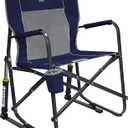 GCI OUTDOOR Freestyle Rocker Camping Chair | Portable Folding Rocking Chair with Solid, Durable Armrests, Drink Holder & Comfortable Backrest  Indigo Blue