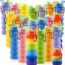 Sunnyray 20 Pack Collapsible Water Bottles Bulk Foldable Water Bottles 17oz Silicone Portable Leak Proof Reusable Sports with Clip for Travel Hiking Camping Outdoor(Colorful)