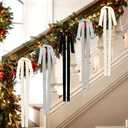 2 x Velvet Bows for Christmas Tree, 23.6x11.8 Inch Large Vintage Velvet Christmas Bows Xmas Tree Door Wreath Staircase Bow Ribbon Decor Indoor Outdoor Xmas Decorations (Mix Color, 12pcs, Style 4)