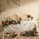 Ling's moment 2Pack 2ft Sunset Terracotta Artificial Flowers Garland Lantern Burnt Orange Flower Centerpieces Wedding Aisle Decor Chair Arch Floral for Signs Table Cake Decor（not Including Lanterns）