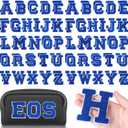 104 Pcs Chenille Letters Patches Iron on Large 3.2 H x 2.4 W College Letters Patches Embroidered Trimmed Preppy Alphabet for Clothing Repairing(Blue)
