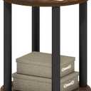 Furinno Turn-N-Tube Side Table, 2-Tier Round End Table, Toolless Assembly Night Stand, Bedside Table with Open Shelf, for Living Room, Bedroom, Amber Pine, 13.2" Wide
